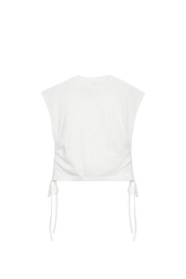 RUSTIC GATHERED T-SHIRT - White by Zara