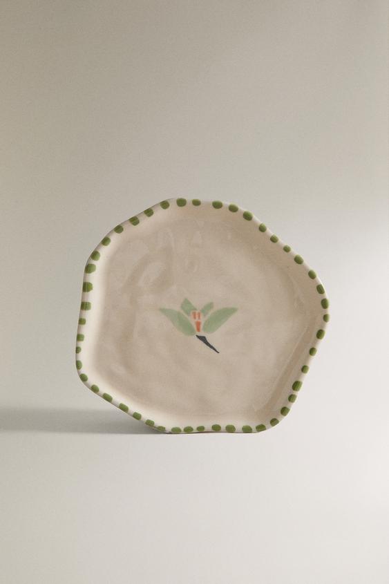 FLORAL DESSERT PLATE Green ZARA Turkey