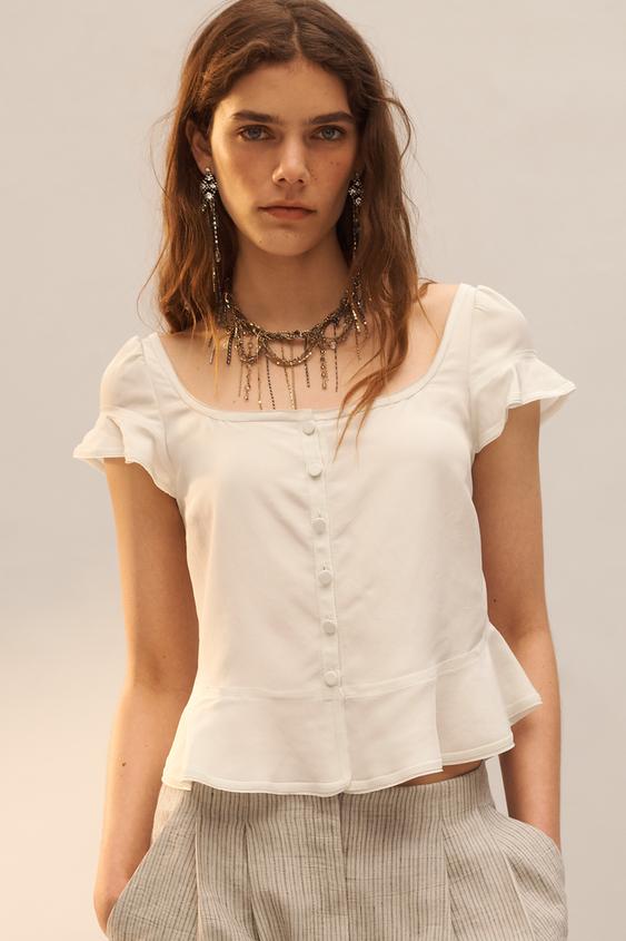 LIMITED EDITION ROMANTIC BUTTONED TOP from Zara - $79.90