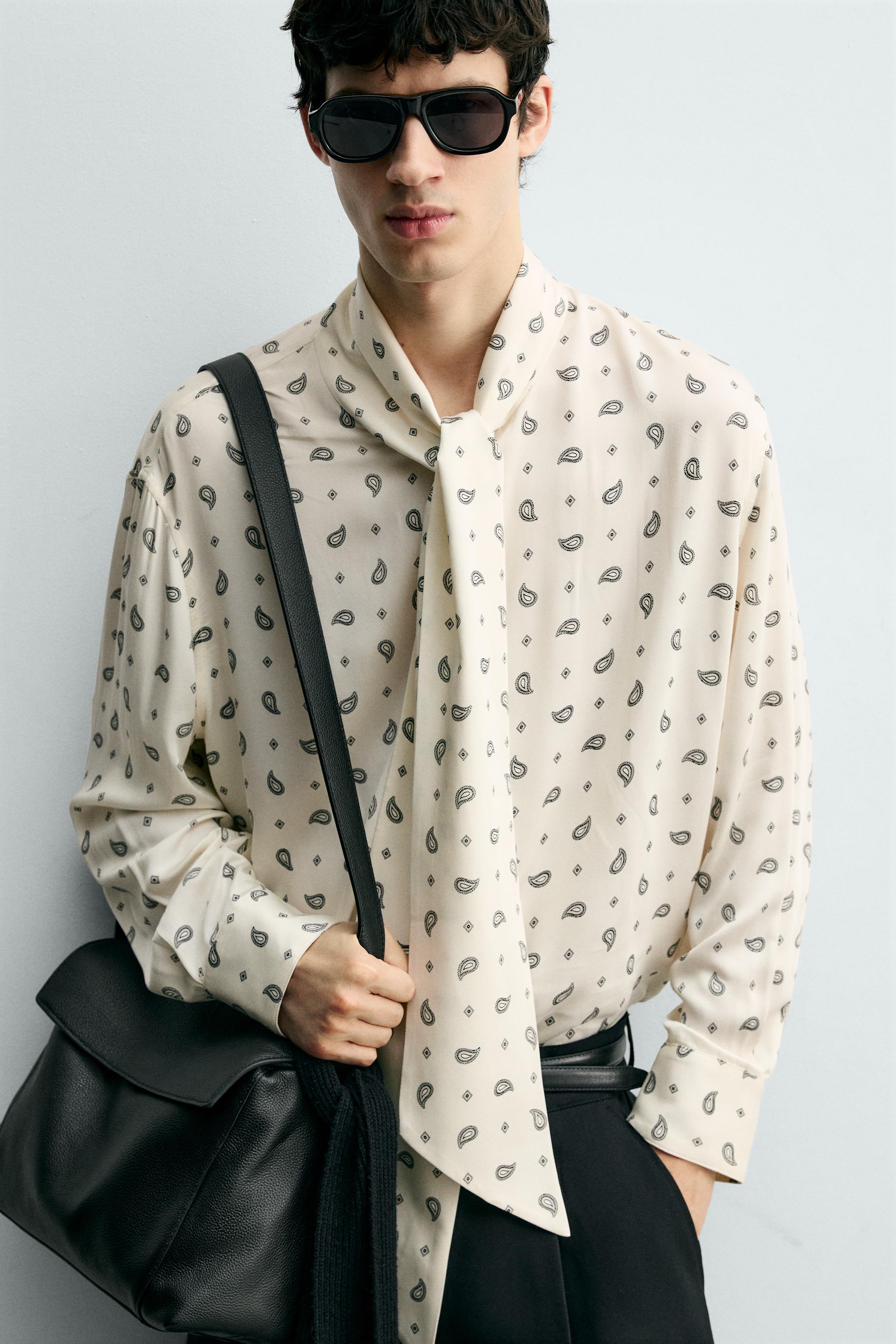 PAISLEY PRINT TIE SHIRT
