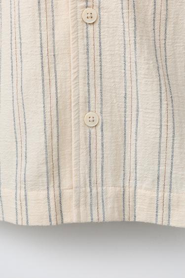 STRIPED SHIRT WITH EMBROIDERY - Ecru by Zara - Image 3