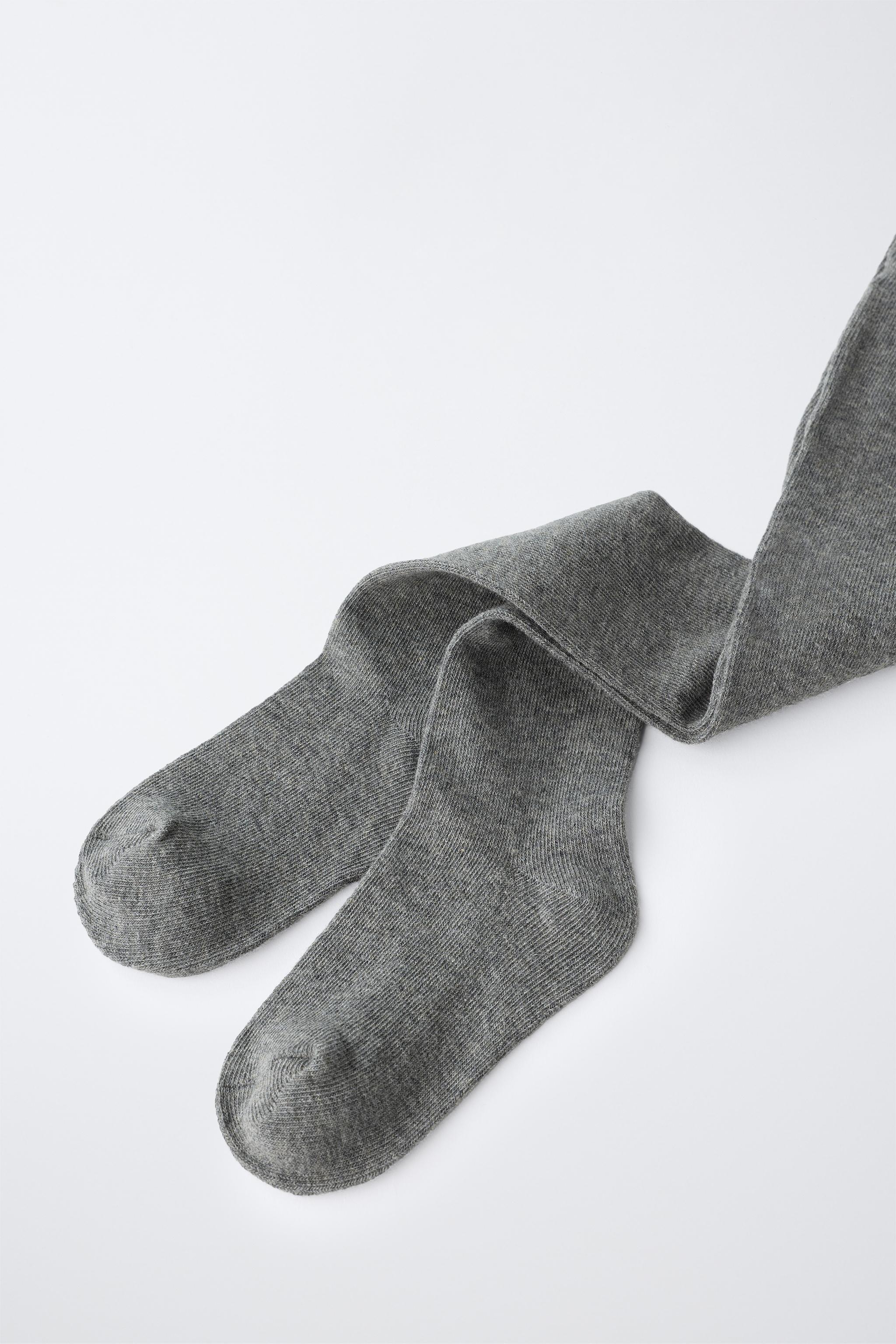 TWO-PACK PLAIN TIGHTS — Gray marl