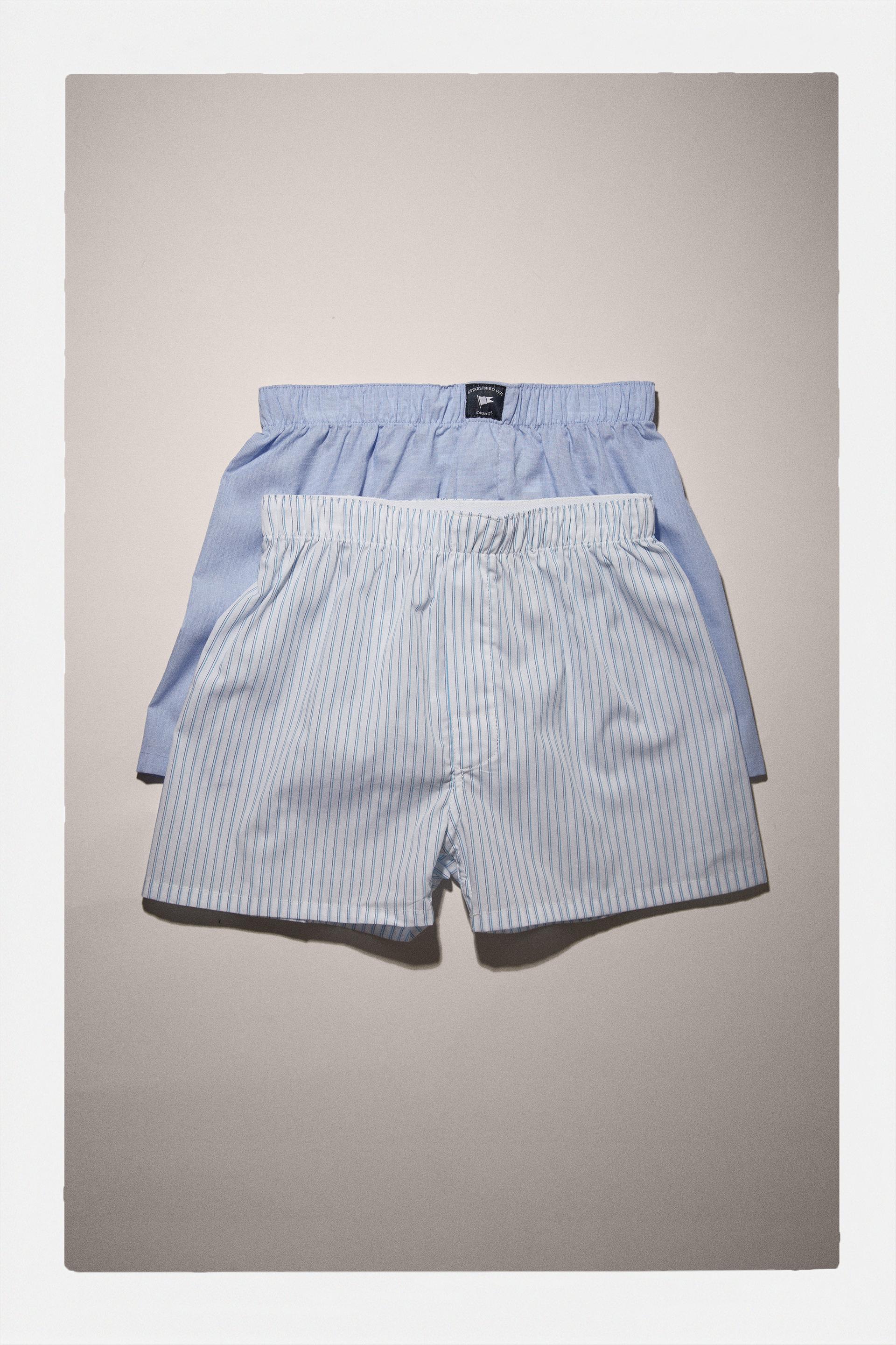 8-14 YEARS/ PACK OF TWO POPLIN BOXERS - Blue