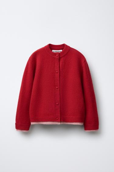 Zara DOUBLE HEM KNIT CARDIGAN BENSIMON ® X ZARA - Reds