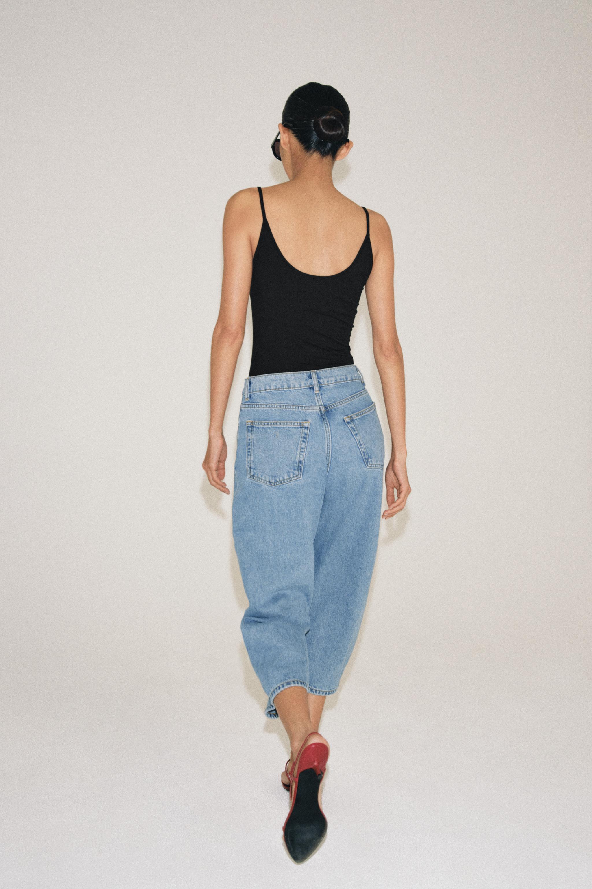 ZW COLLECTION MID-RISE CAPRI BALLOON JEANS - Blue | ZARA United States