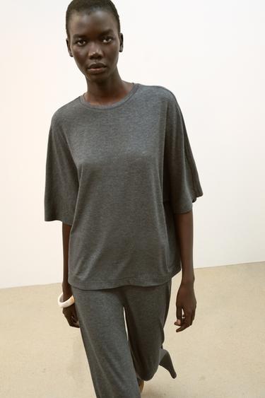 TOP CON MANICHE A PIPISTRELLO - Grigio medio di Zara