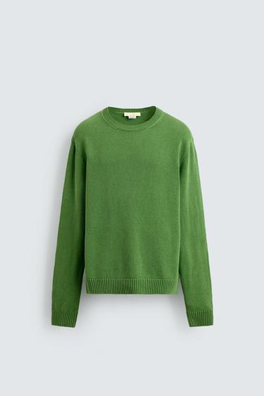 COTTON - LINEN LIMITED EDITION JUMPER - Green by Zara