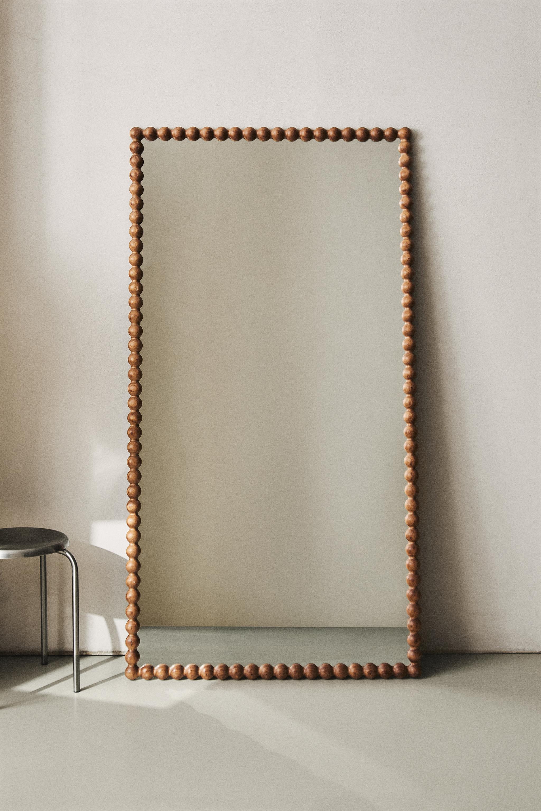 LARGE RECTANGULAR FULL LENGTH MIRROR WITH WOODEN FRAME