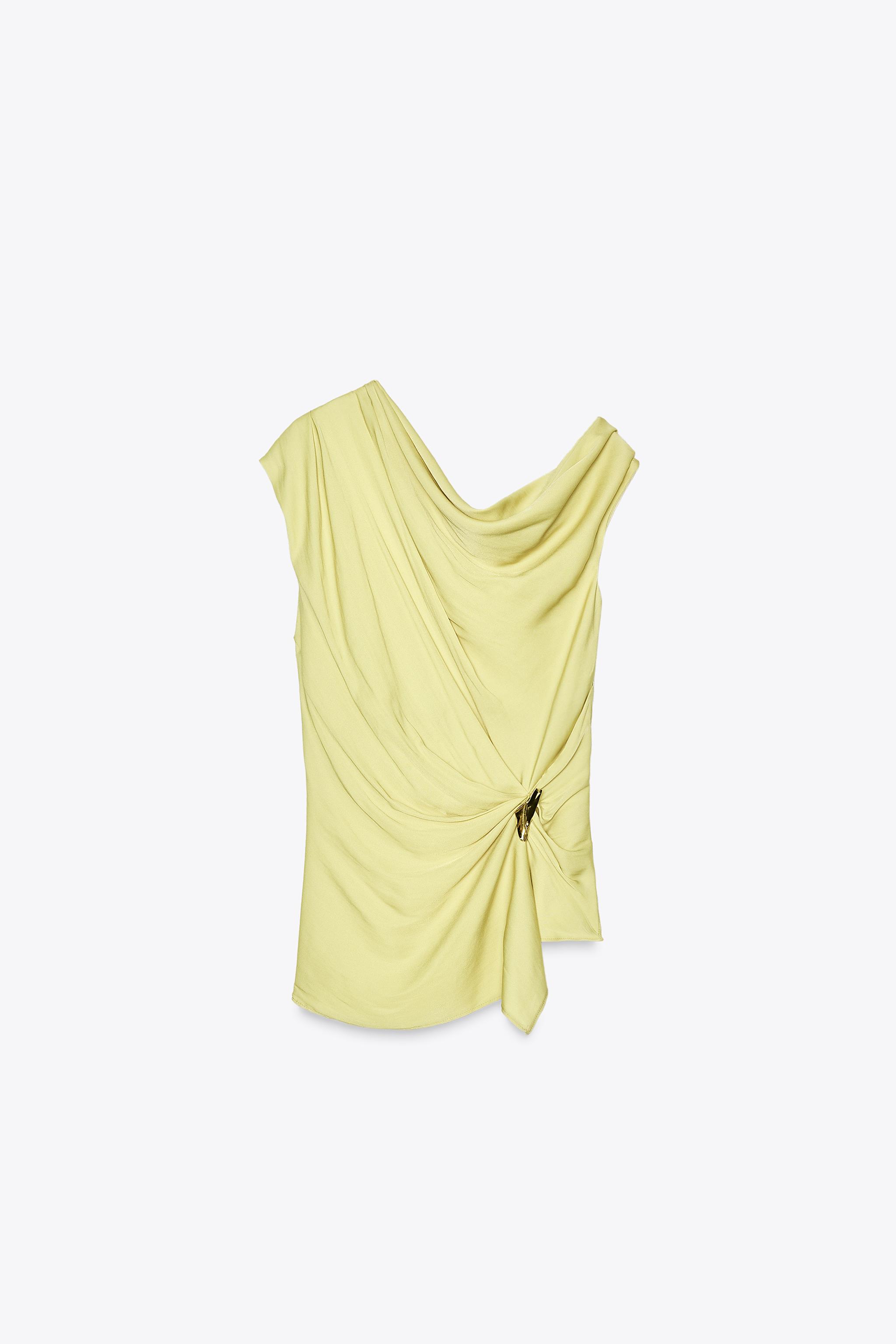 その他 Comorana HARDWARE SATIN EFFECT TOP - Lime green | ZARA United States