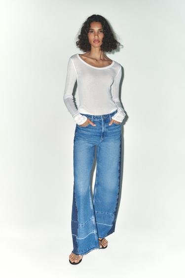 JEANS Z1975 WIDE LEG TIRO MEDIO CONTRASTE - Azul medio de Zara