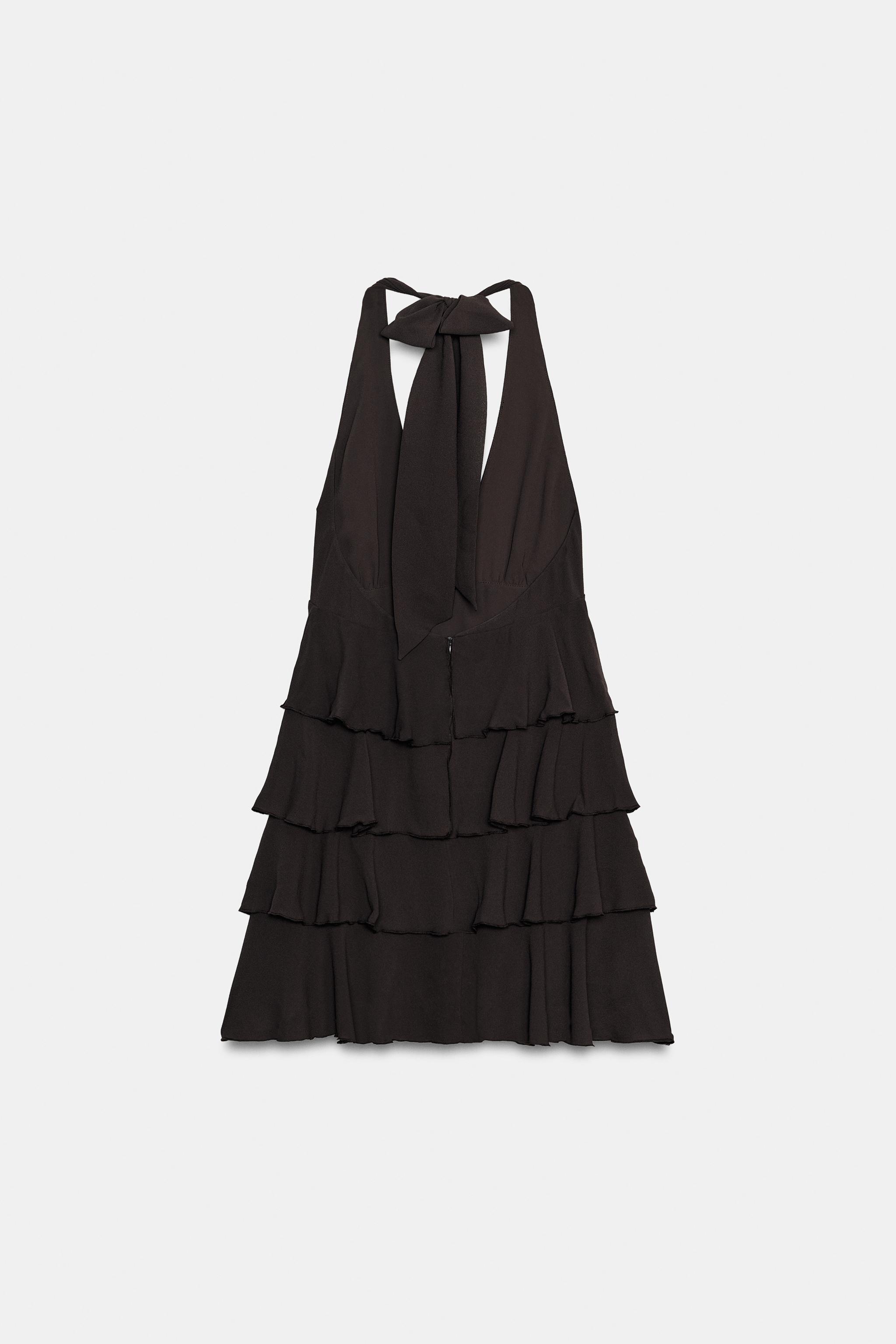 HALTER MINI DRESS WITH RUFFLES