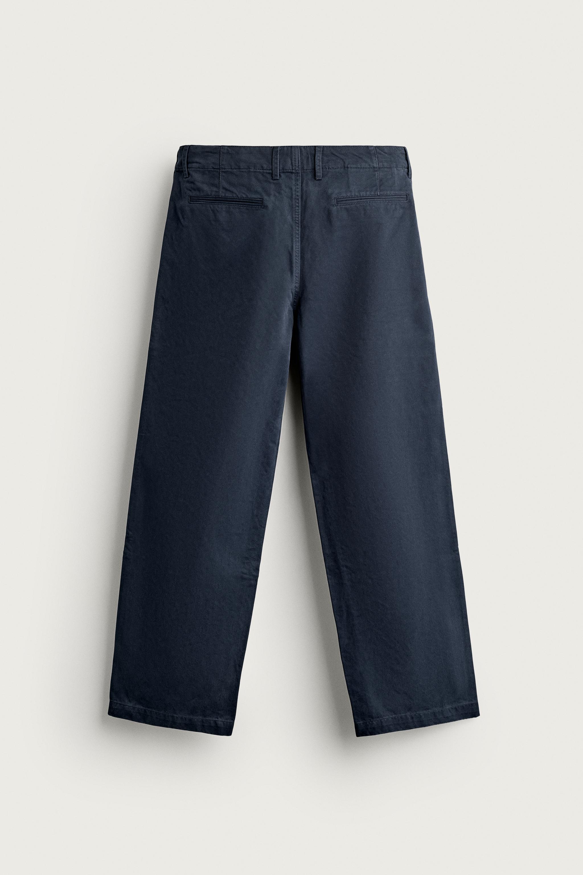STRAIGHT FIT CHINO PANTS — Navy blue