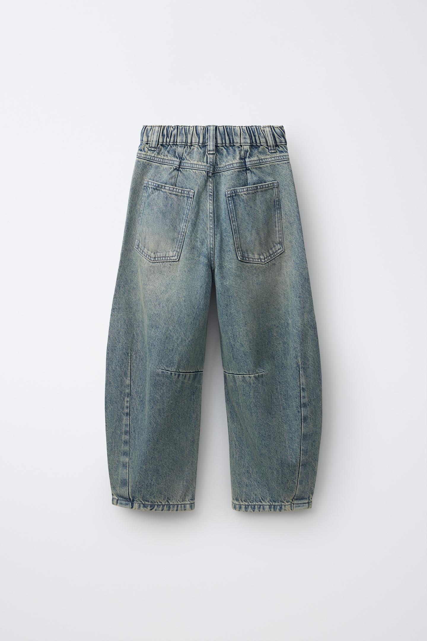 Детские джинсы Zara Washed Barrel, цвет: Синий / Зелёный — фото 2