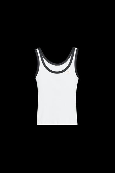 ZARA TOP WITH CONTRAST TRIMS AND BROOCH - White by Zara