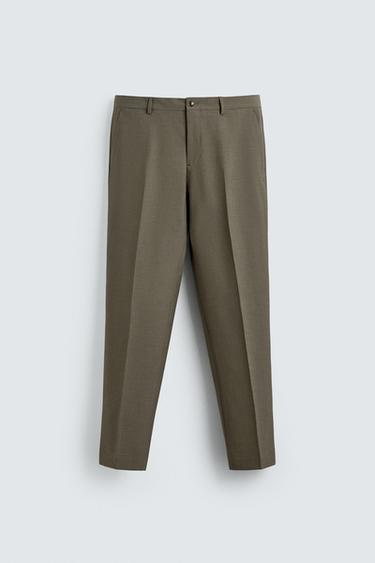 REGULAR FIT SUIT TROUSERS - Green by Zara