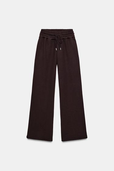 STRAIGHT-LEG PLUSH TROUSERS - Brown by Zara