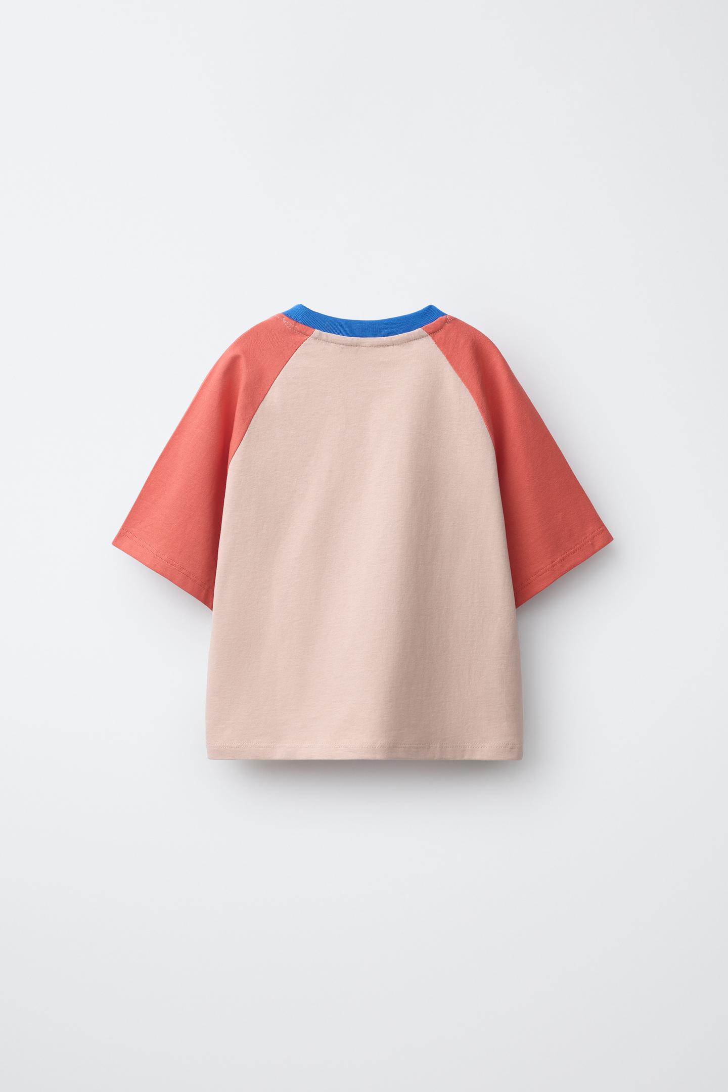 Детская футболка Zara Mickey Mouse © Disney Raglan, цвет: Яркий оранжевый — фото 2