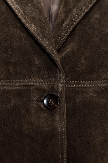 100% SUEDE LEATHER COAT ZW COLLECTION LIMITED EDITION - Dark brown by Zara - Image 4