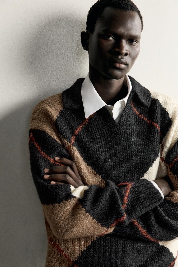 Polo punto jacquard rombos