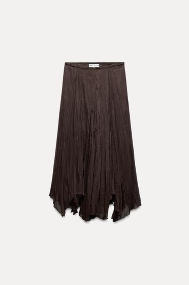 FALDA MIDI ASIMÉTRICA ZW COLLECTION - Marrón de Zara