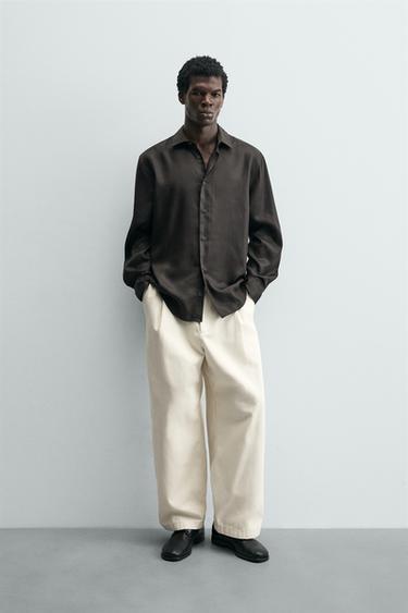 RELAXED FIT FLOWING SHIRT - Brown by Zara - Image 0
