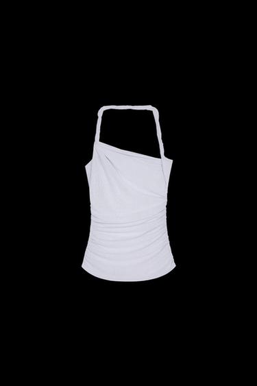 Zara ASYMMETRIC HALTER TOP - Blue / Gray - Image 0