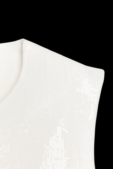 PAILLETTEN-PEPLUM-TOP - Weiß von Zara