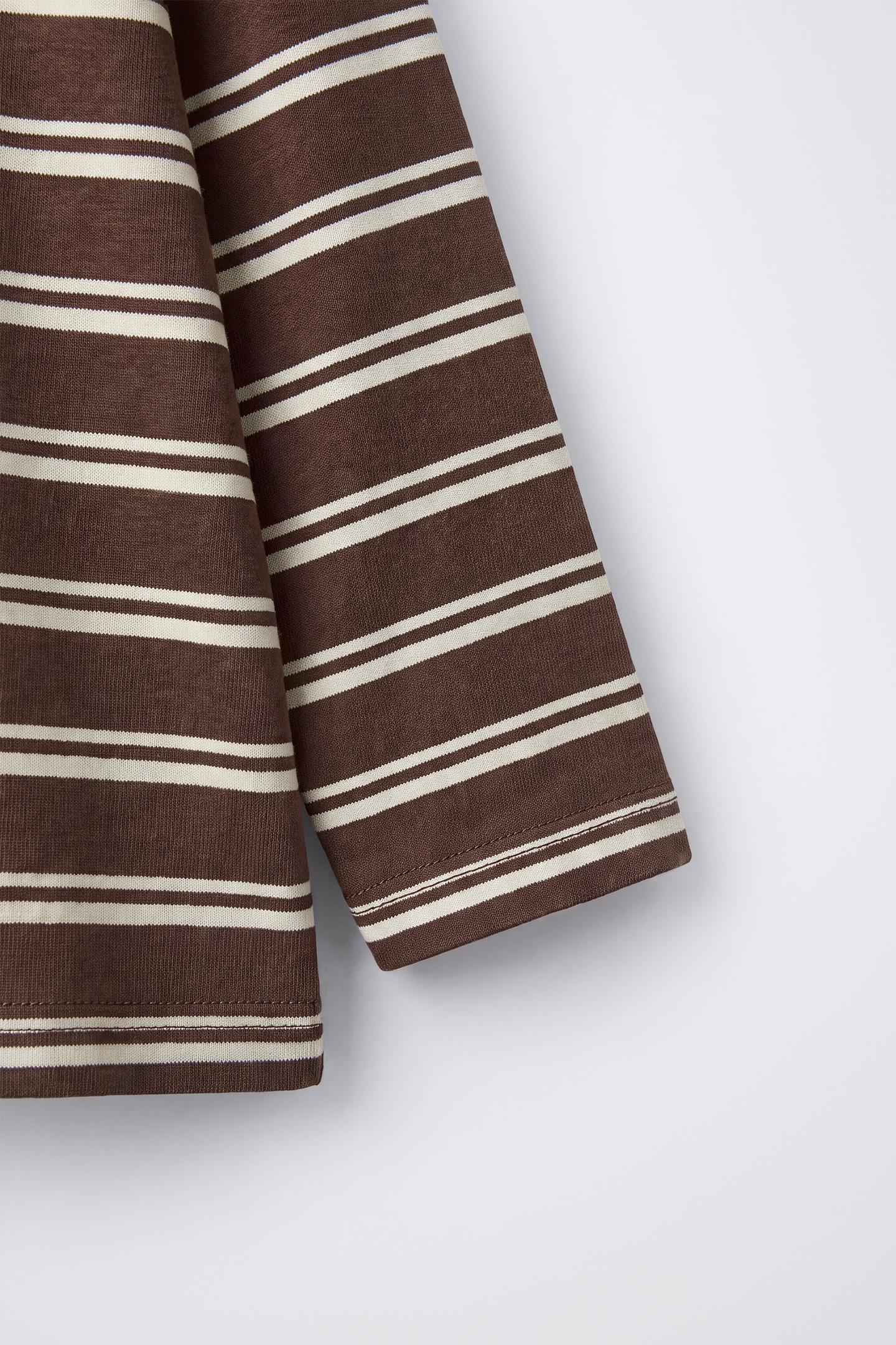 Детская футболка Zara Heavyweight Striped, цвет: Коричневый — фото 4