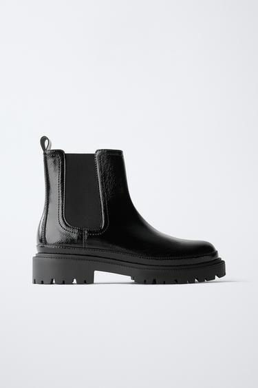 PATENT ANKLE BOOTS - Black by Zara
