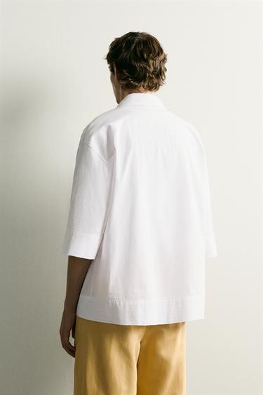 CHEMISE BOXY FIT À RAYURES - Blanc de Zara - Image 2