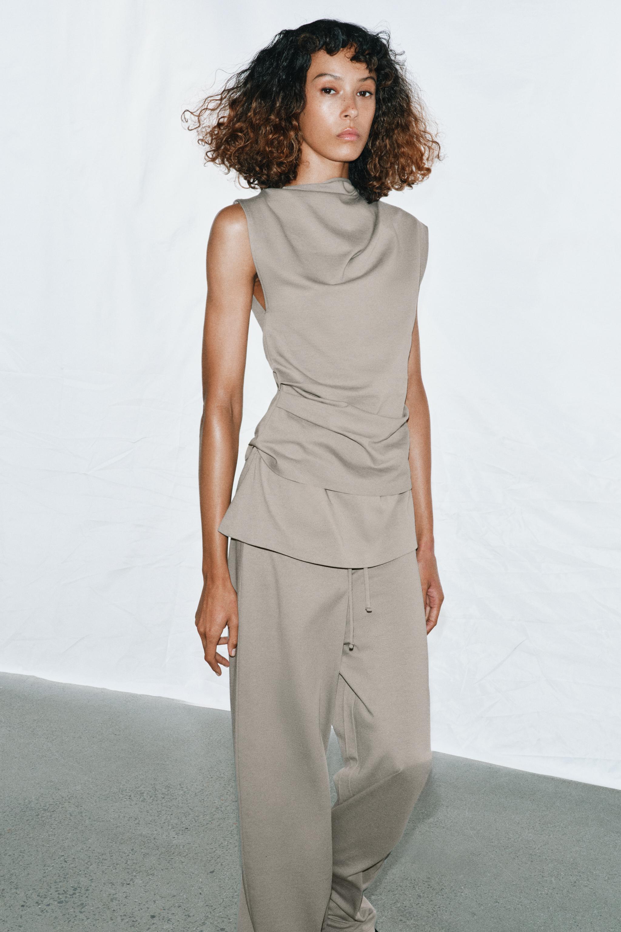 PANTALON EN COTON ÉPAIS AVEC CEINTURE LARGE