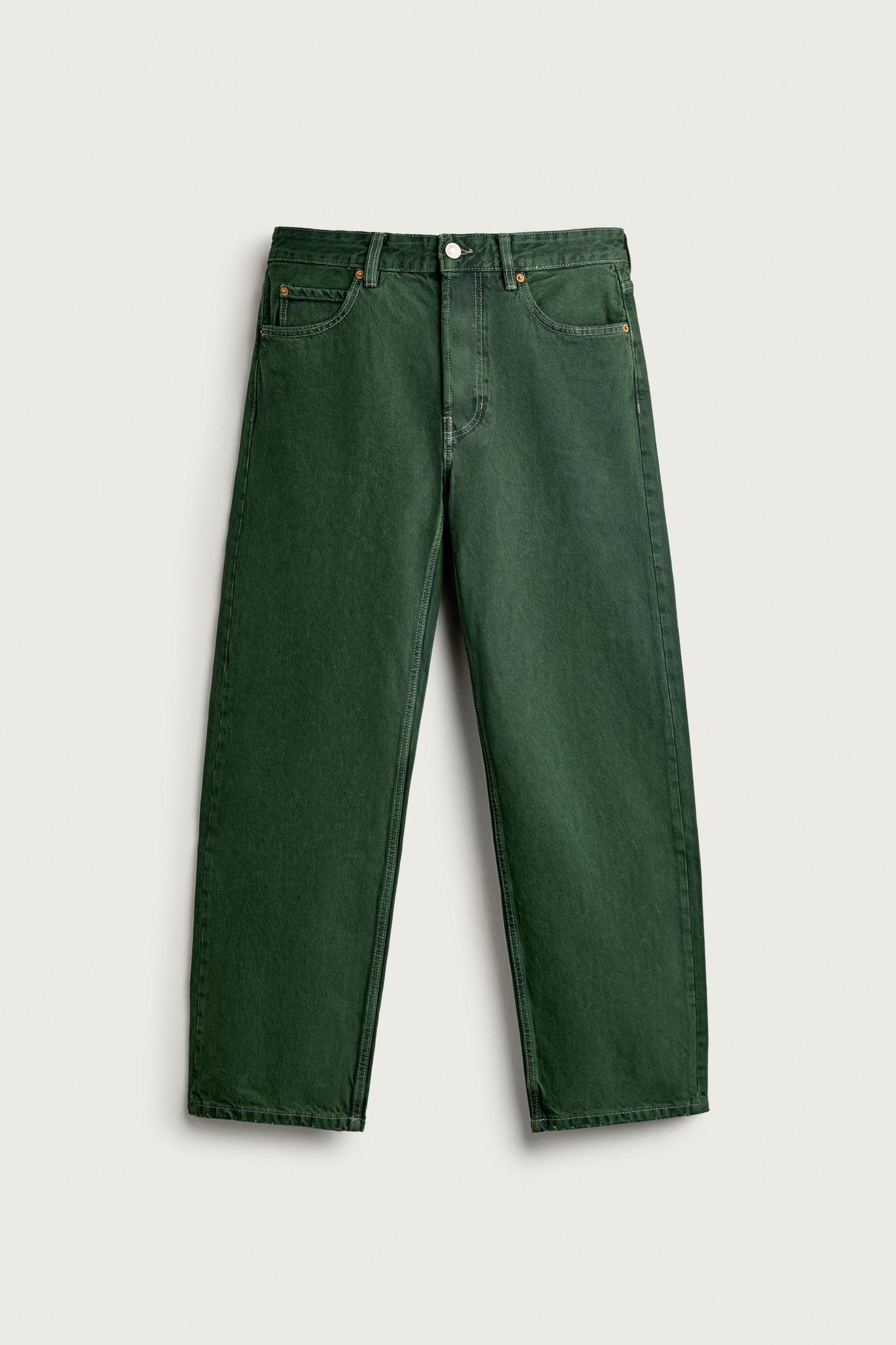 Мужские джинсы Zara Regular Fit, цвет: Зелёный — фото 7