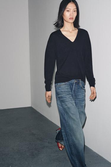 SWEATER I 100 % EKSTRA FIN ULD - marine fra Zara