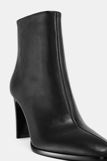 LEATHER HIGH-HEEL ANKLE BOOTS - Black by Zara - Image 5