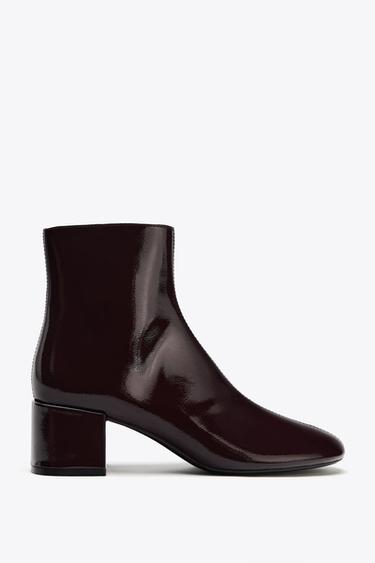 BOTÍN PUNTA REDONDA EFECTO ACHAROLADO - Rojo Burdeos de Zara