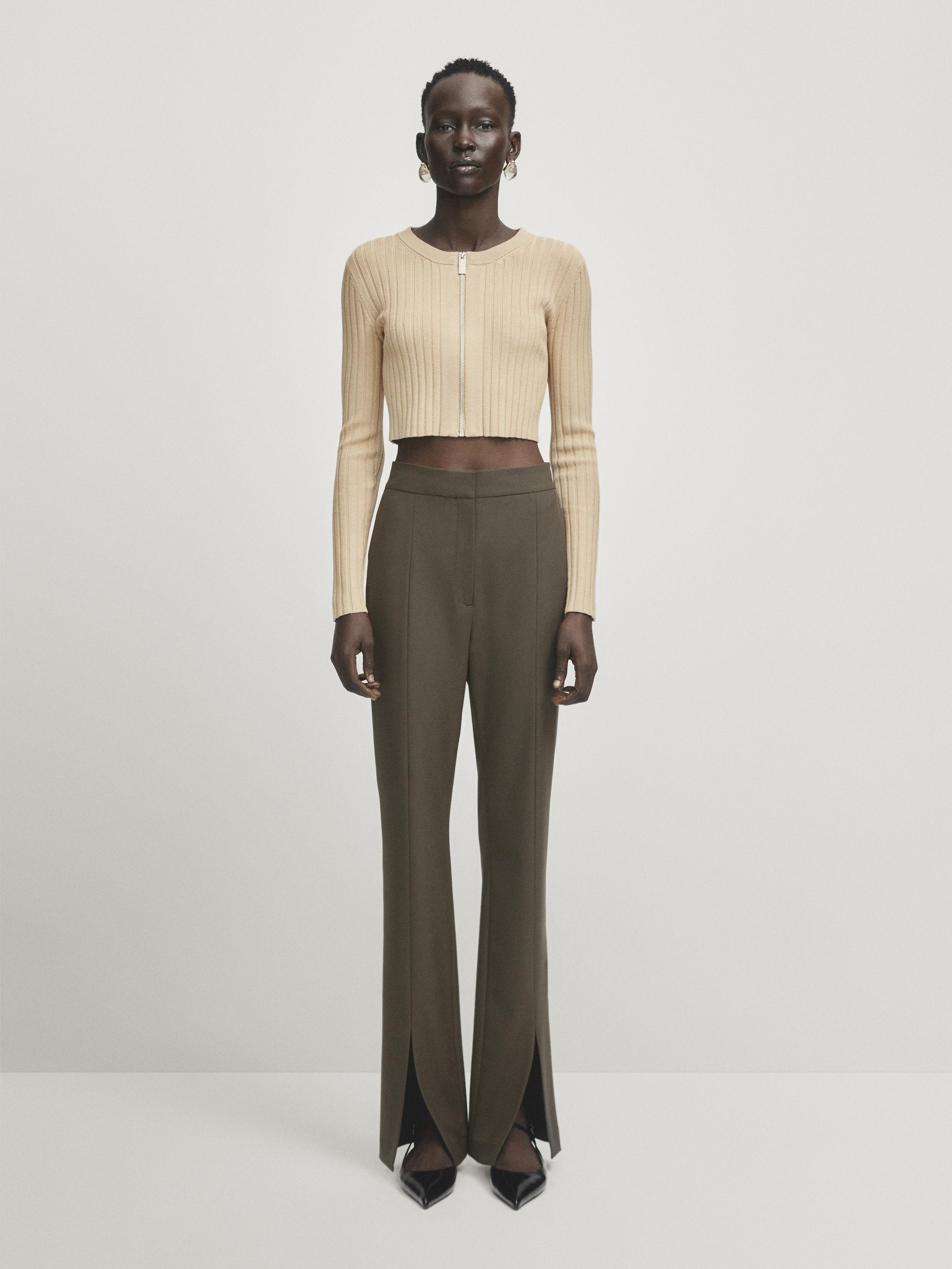 Trousers with vent detail - Studio - Mink | ZARA United States