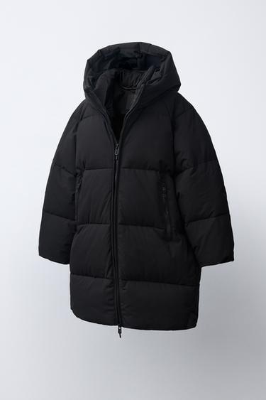 ÁO PHAO DÁNG DÀI 50% LÔNG TƠ 50% LÔNG ỐNG CHỐNG THẤM NƯỚC - Màu đen từ Zara