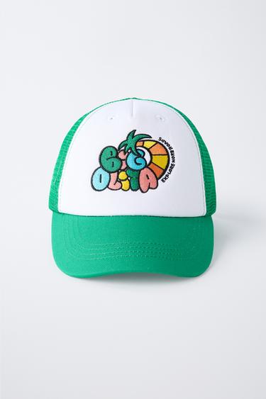 CASQUETTE EN RÉSILLE BRODÉ - Vert de Zara