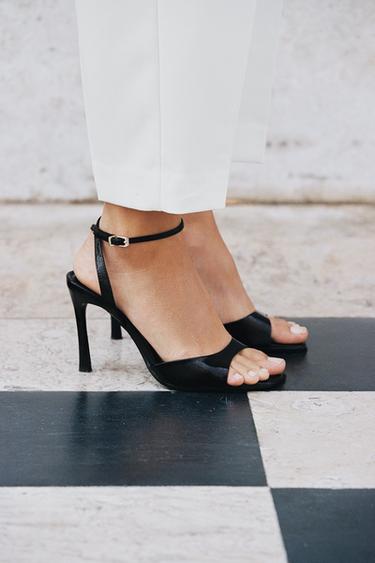 PATENT-FINISH HIGH-HEEL SANDALS - Black by Zara