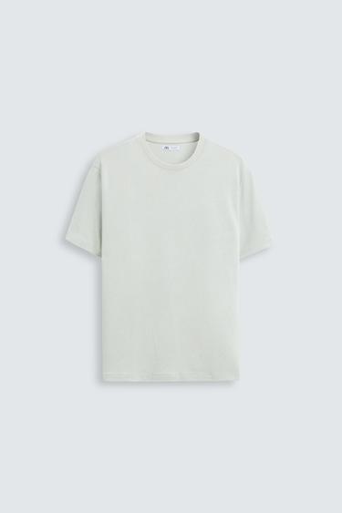 Zara REGULAR FIT KNIT T-SHIRT - Blue gray