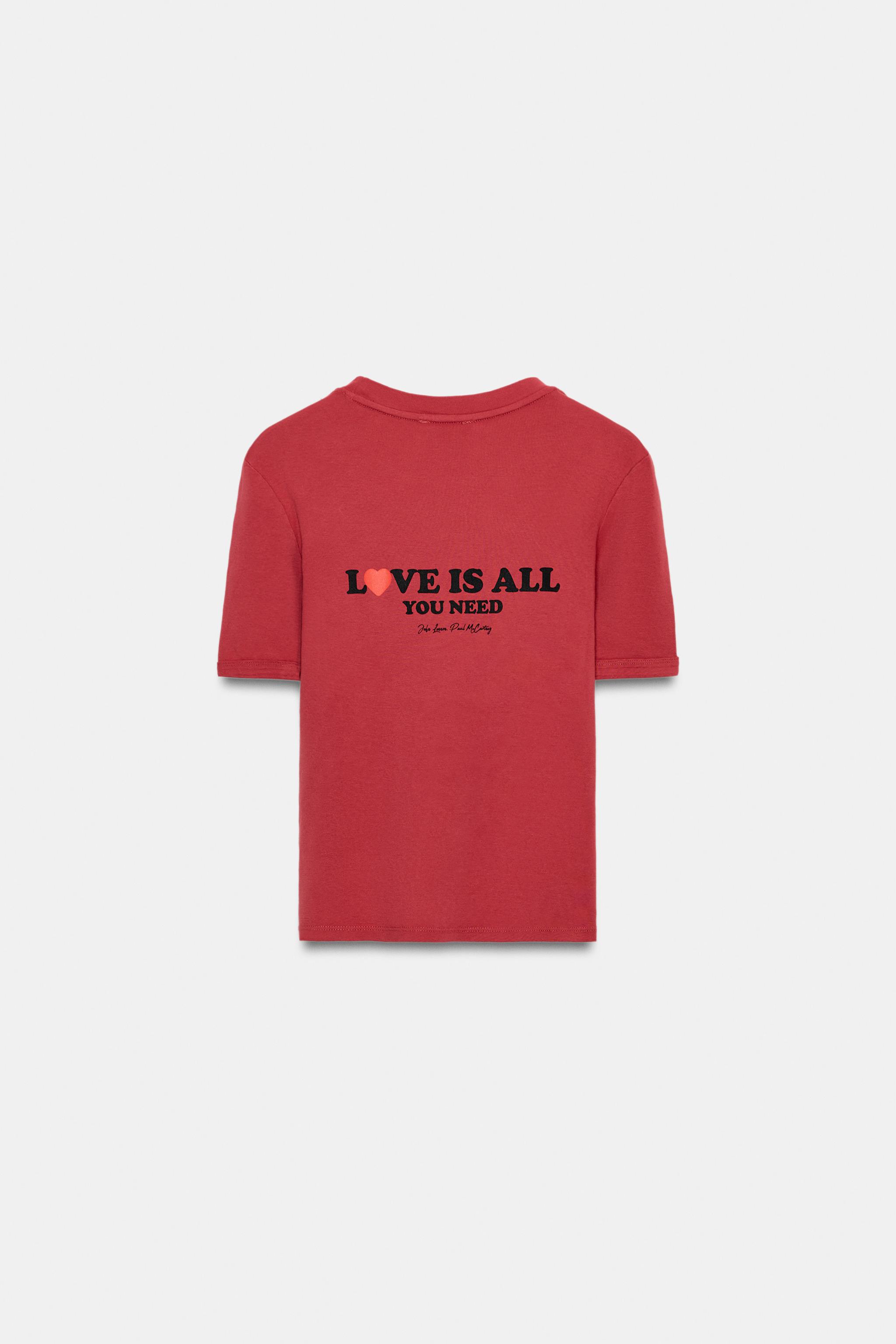 FRONT SLOGAN T-SHIRT - Red | ZARA United Kingdom