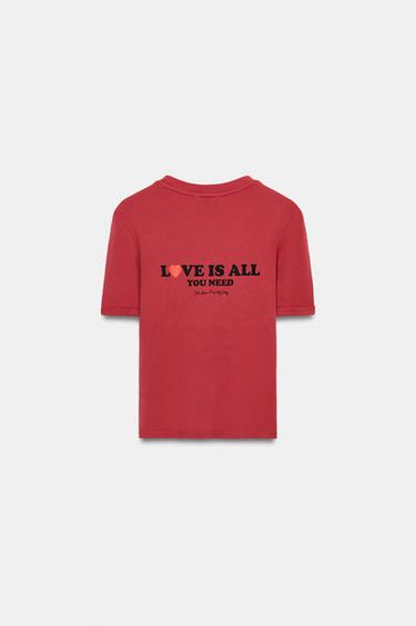 FRONT SLOGAN T-SHIRT - Red by Zara - Image 8