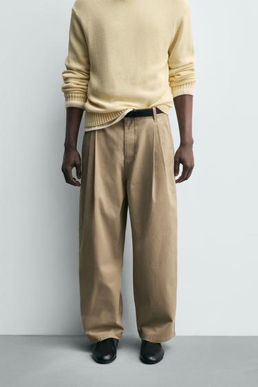 Zara 寬管休閒長褲 - 焦糖色