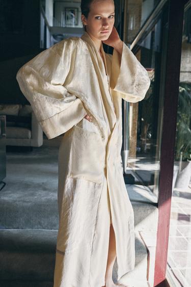 LIMITED EDITION JACQUARD LINEN BLEND COAT - Vanilla by Zara