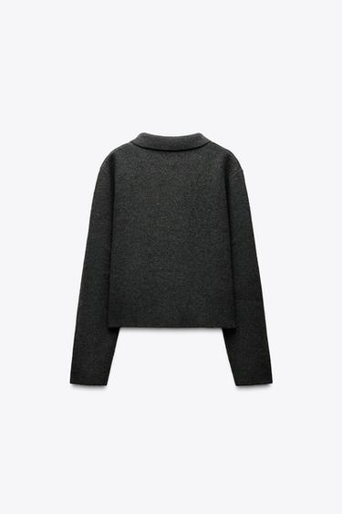 DOUBLE-BREASTED KNIT JACKET - Grey by Zara - Image 4