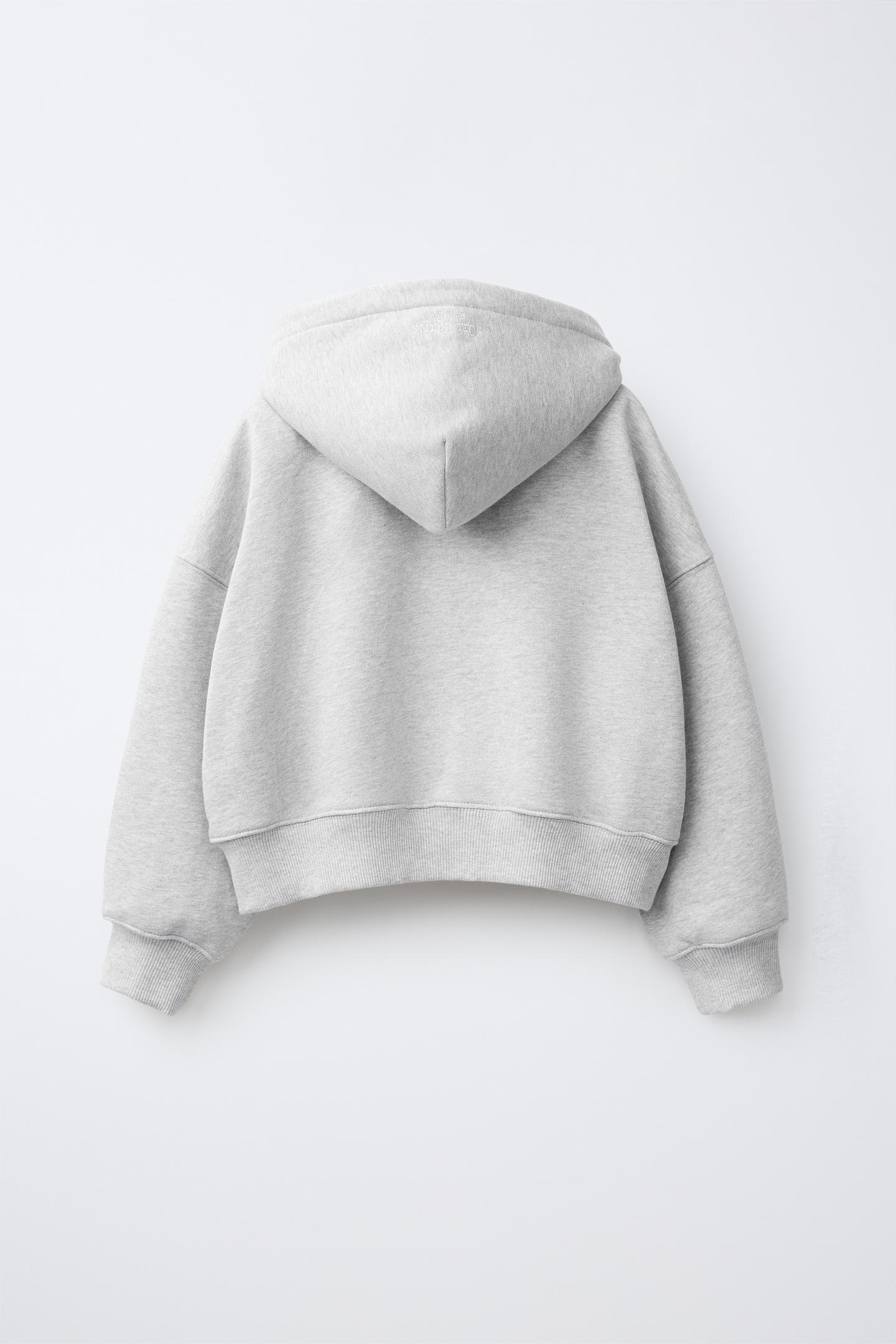 Детское худи Zara 0FR. Paris X ZARA Embroidered Zip-Up, цвет: Серый меланжевый — фото 3