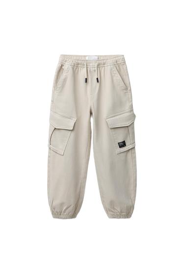 PANTALÓN JOGGER CARGO ETIQUETA - Beige de Zara