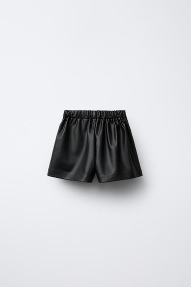 JUPE-PANTALON EN MATIÈRE SYNTHÈTIQUE AVEC LACETS - Noir de Zara - Image 1