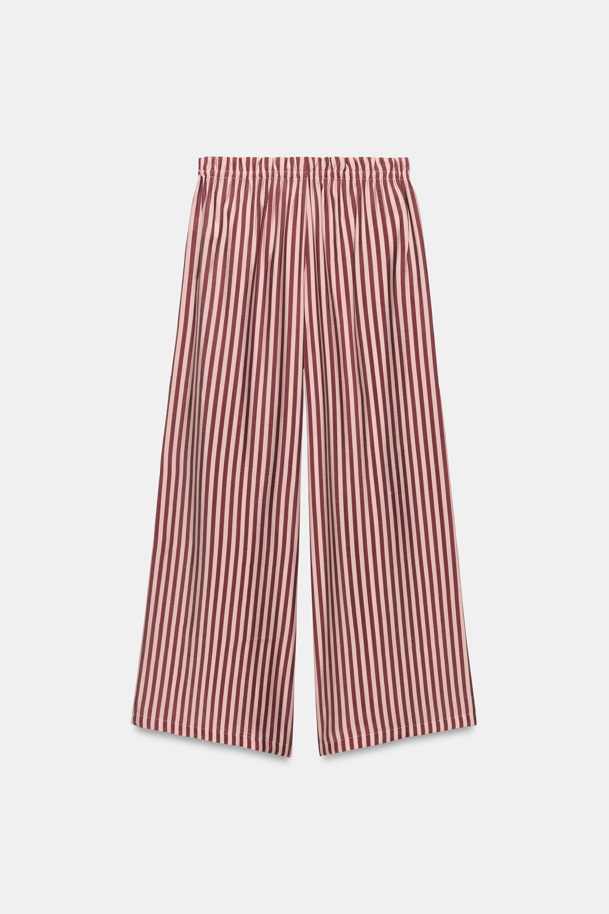Zara Çizgili Geniş Paça Pantolon görsel 6