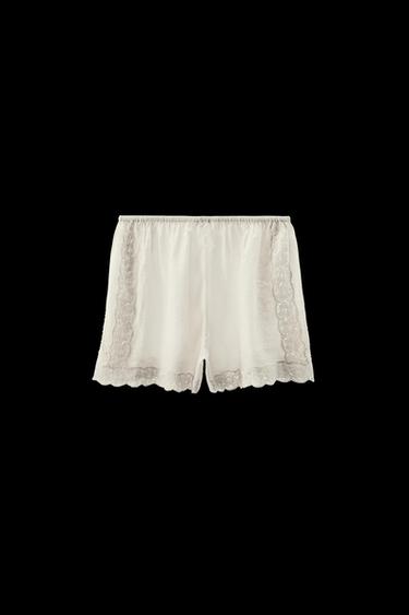 EMBROIDERED BEADED SHORTS - Oyster-white by Zara